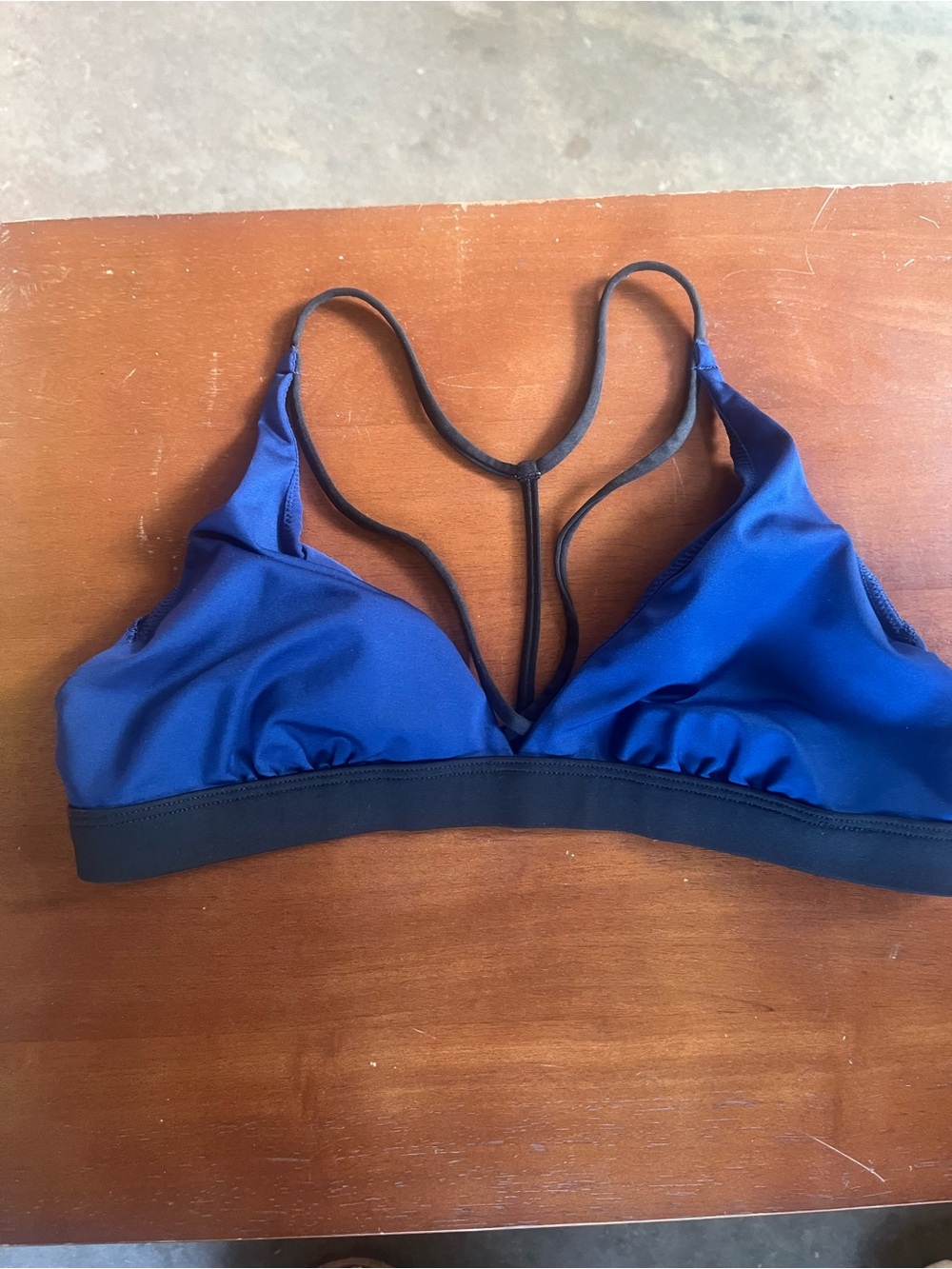 Victoria's Secret Blue and Black Strappy One-Piece Style Swim Top